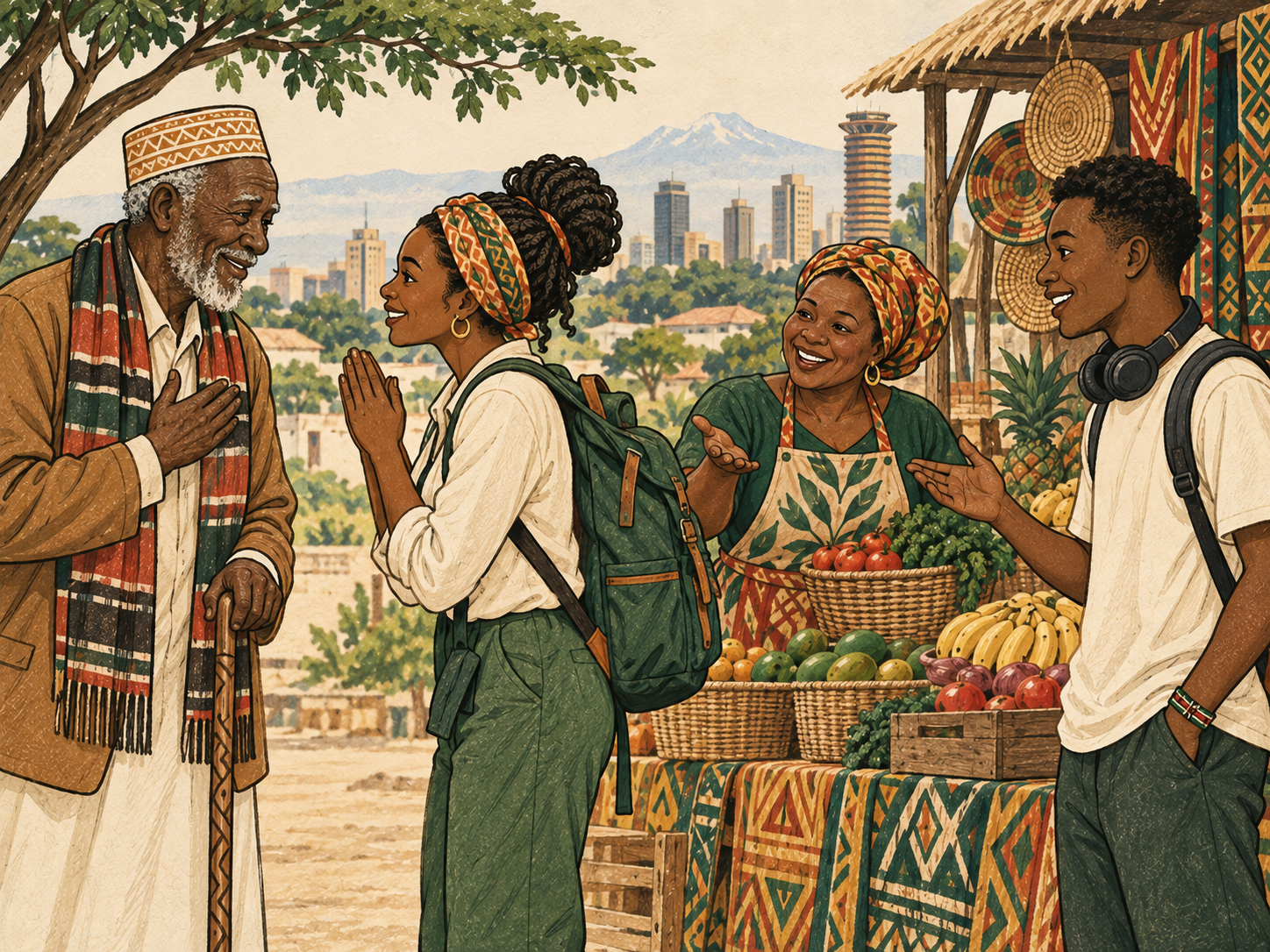 Warm greetings at a Kenyan market