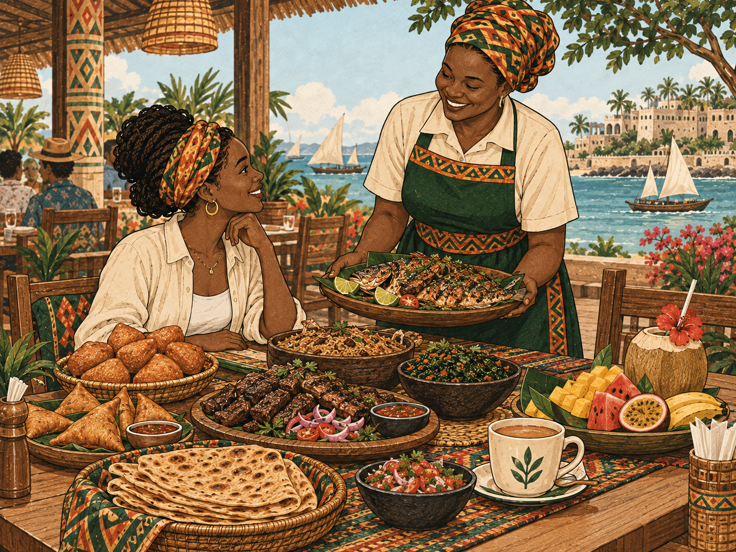 A Kenyan coastal feast by the sea